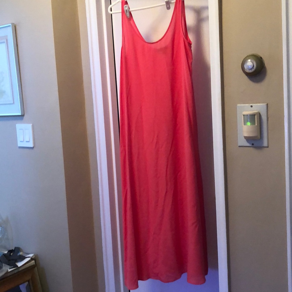 J.Crew coral silk maxi midi long silk dress small